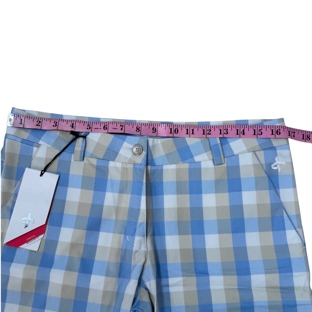 Cross Sportswear Womens Blue Tan Plaid Golf Shorts W Classic Size 8 NWT Swiss - Picture 4 of 13
